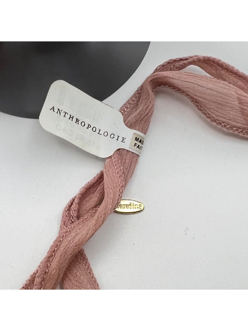 NWT Anthropologie Serefina Choker Necklace Dusty Blush Pink Gold Crystal Fabric - Picture 3 of 8
